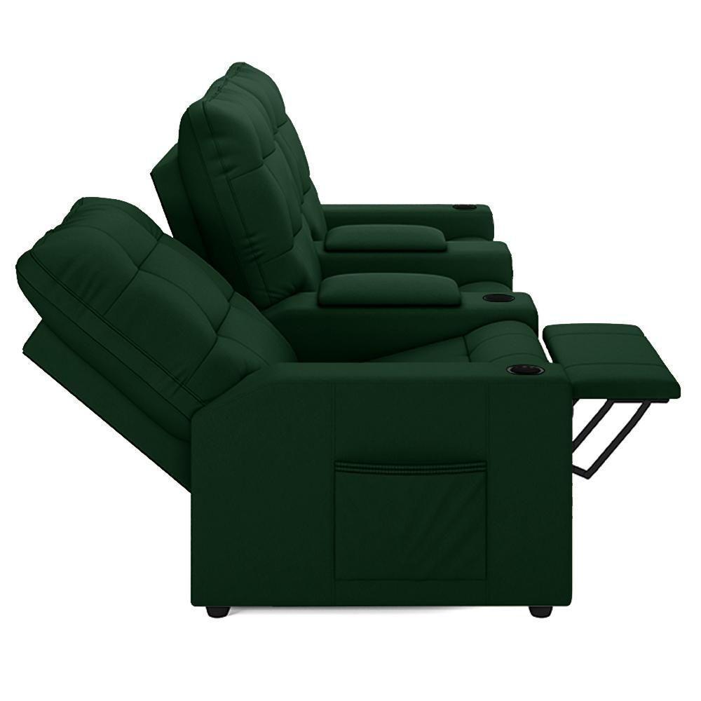 Poltrona Do Papai Reclinável Cinema 3 Lugares Manual Baú Usb Haifa F05 Veludo Verde E - Lyam Decor - 5