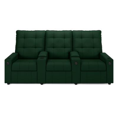 Poltrona Do Papai Reclinável Haifa F05 3 Lugares Veludo Verde Lyam Decor