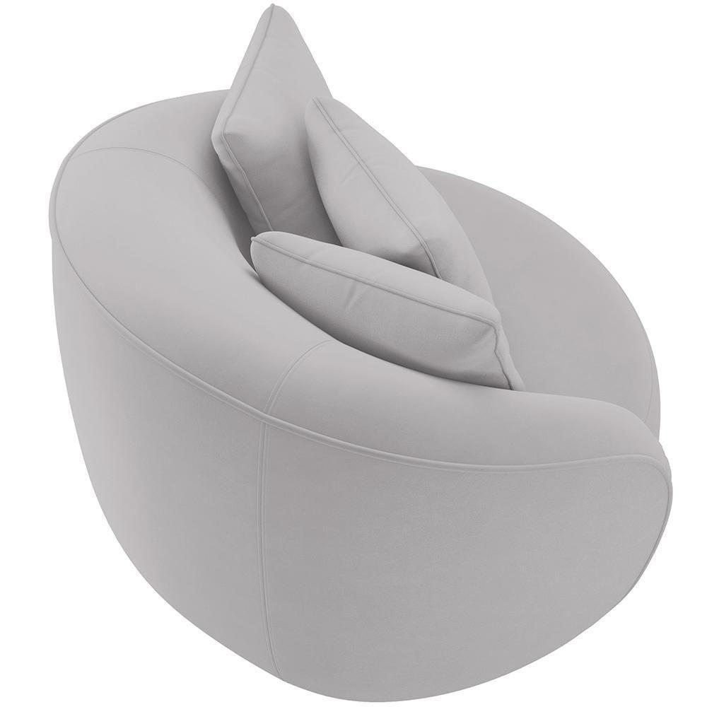 Kit 02 Poltronas Decorativas Base Fixa Pés Madeira Witta M03 Veludo Cinza - Lyam Decor - 2