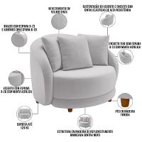 Kit 02 Poltronas Decorativas Base Fixa Pés Madeira Witta M03 Veludo Cinza - Lyam Decor - 7