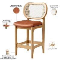 Kit 2 Banquetas Baixa Bar Cozinha Sala De Jantar Betta L02 Mel Tela Couríssimo Camel - Lyam Decor - 7