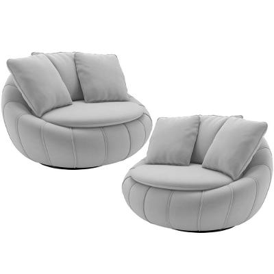Kit 02 Poltronas Giratória Kira M03 Veludo Cinza Lyam Decor
