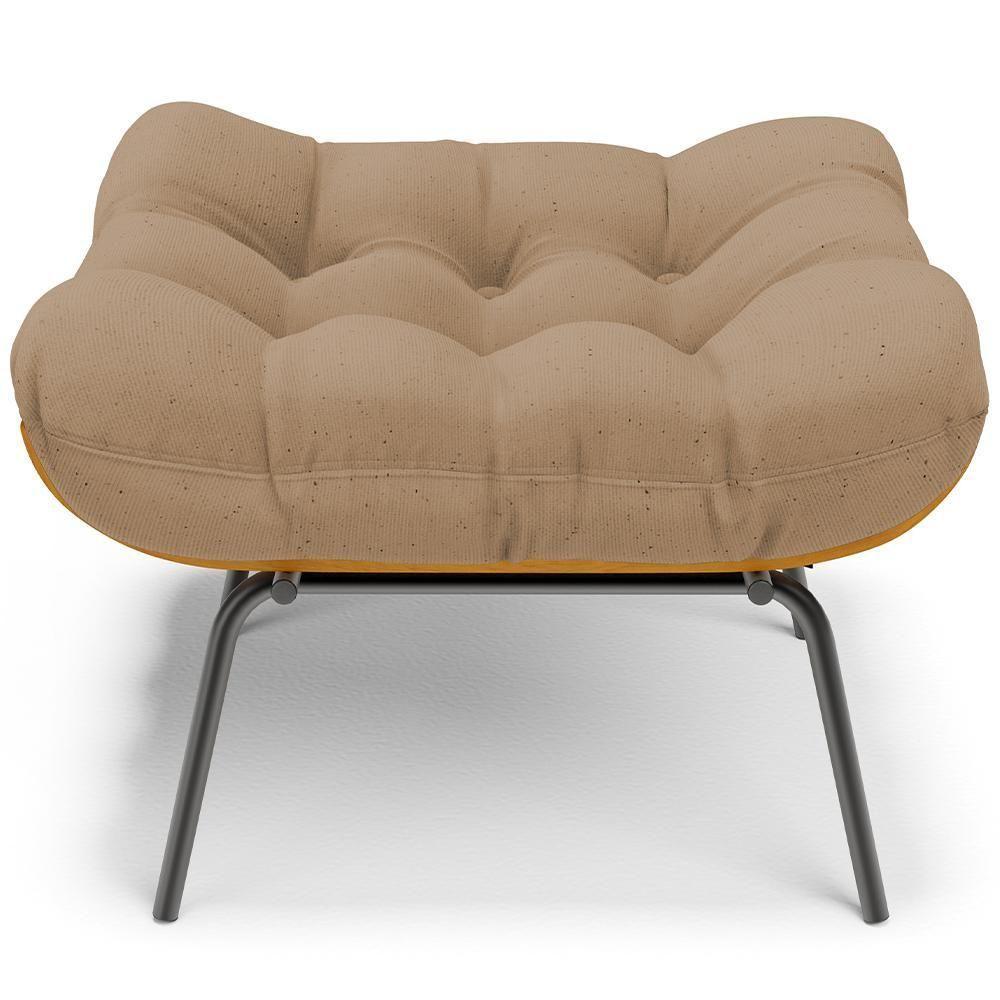 Poltrona Costela L02 Com Puff Sala De Estar Linho Bege Escuro - Lyam Decor - 7