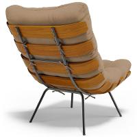 Poltrona Costela L02 Com Puff Sala De Estar Linho Bege Escuro - Lyam Decor - 2