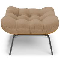 Poltrona Costela L02 Com Puff Sala De Estar Linho Bege Escuro - Lyam Decor - 7