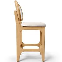 Kit 2 Banquetas Baixa Bar Cozinha Sala De Jantar Betta L02 Mel Tela Linho Cru - Lyam Decor - 2