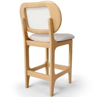 Kit 2 Banquetas Baixa Bar Cozinha Sala De Jantar Betta L02 Mel Tela Linho Cru - Lyam Decor