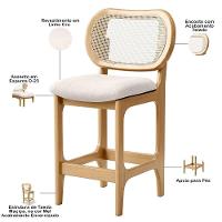 Kit 2 Banquetas Baixa Bar Cozinha Sala De Jantar Betta L02 Mel Tela Linho Cru - Lyam Decor - 7