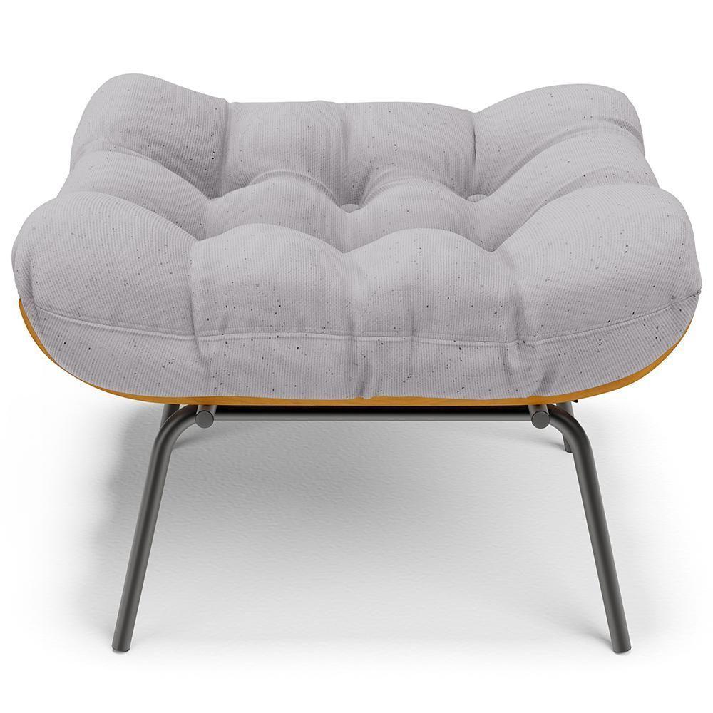 Poltrona Costela L02 Com Puff Sala De Estar Linho Cinza - Lyam Decor - 7