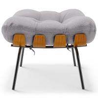 Poltrona Costela L02 Com Puff Sala De Estar Linho Cinza - Lyam Decor - 6