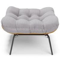 Poltrona Costela L02 Com Puff Sala De Estar Linho Cinza - Lyam Decor - 7