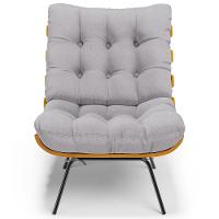 Poltrona Costela L02 Com Puff Sala De Estar Linho Cinza - Lyam Decor - 8