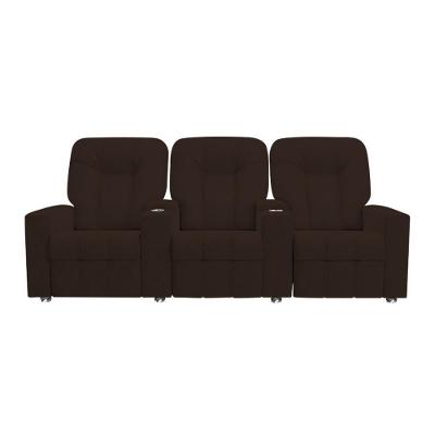 Poltrona Reclinável 3 Lugares Para Sala De Cinema Romeo F05 Veludo Marrom Lyam Decor