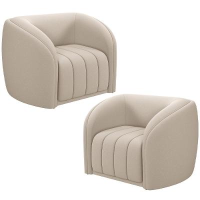 Kit 2 Poltronas Decorativas Para Sala Lazio M03 Veludo Bege Lyam Decor