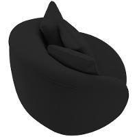 Poltrona Decorativa Base Fixa Pés Madeira Witta M03 Veludo Preto - Lyam Decor - 2