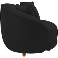 Poltrona Decorativa Base Fixa Pés Madeira Witta M03 Veludo Preto - Lyam Decor