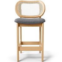 Kit 3 Banquetas Baixa Bar Cozinha Sala De Jantar Betta L02 Mel Tela Linho Cinza Escuro - Lyam Decor - 5