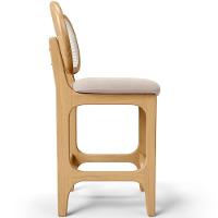 Kit 5 Banquetas Baixa Bar Cozinha Sala De Jantar Betta L02 Mel Tela Suede Bege - Lyam Decor - 2