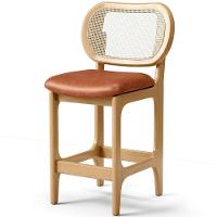 Banqueta Baixa Bar Cozinha Sala De Jantar Betta L02 Mel Tela Couríssimo Camel - Lyam Decor - 1