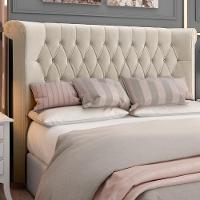 Cabeceira Cama Box Casal 140cm Estofada Meora P05 Veludo Bege - 6