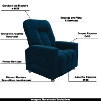 Poltrona Do Papai Reclinável Romeo F05 Veludo Azul Marinho