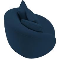 Poltrona Decorativa Base Fixa Pés Madeira Witta M03 Veludo Azul - Lyam Decor - 2