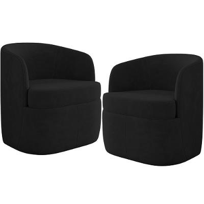 Kit 2 Poltronas Giratórias Siena K01 Veludo Preto Lyam Decor