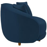 Kit 02 Poltronas Decorativas Base Fixa Pés Madeira Witta M03 Veludo Azul - Lyam Decor