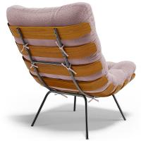 Poltrona Costela L02 Com Puff Sala De Estar Bouclê Rosê - Lyam Decor - 2