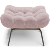 Poltrona Costela L02 Com Puff Sala De Estar Bouclê Rosê - Lyam Decor - 7