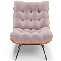 Poltrona Costela L02 Com Puff Sala De Estar Bouclê Rosê - Lyam Decor - 8