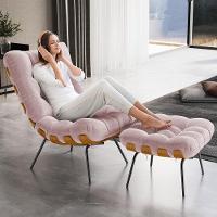 Poltrona Costela L02 Com Puff Sala De Estar Bouclê Rosê - Lyam Decor - 9