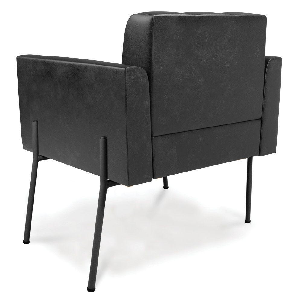 Poltrona Pé De Ferro Preto Para Sala Kit 2 Elisa Corano D03 - D'rossi Cor Preto - 3