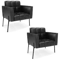 Poltrona Pé De Ferro Preto Para Sala Kit 2 Elisa Corano D03 - D'rossi Cor Preto - 1