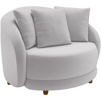 Poltrona Decorativa Base Fixa Pés Madeira Witta M03 Veludo Cinza - Lyam Decor - 1