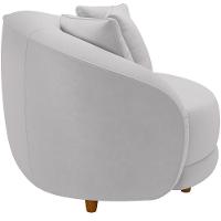 Poltrona Decorativa Base Fixa Pés Madeira Witta M03 Veludo Cinza - Lyam Decor