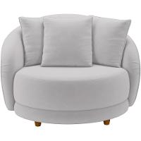 Poltrona Decorativa Base Fixa Pés Madeira Witta M03 Veludo Cinza - Lyam Decor - 5