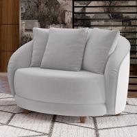 Poltrona Decorativa Base Fixa Pés Madeira Witta M03 Veludo Cinza - Lyam Decor - 6