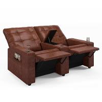 Poltrona Do Papai Reclinável Cinema 2 Lugares Manual Baú Usb Haifa F05 Facto Marrom B - Lyam Decor - 1