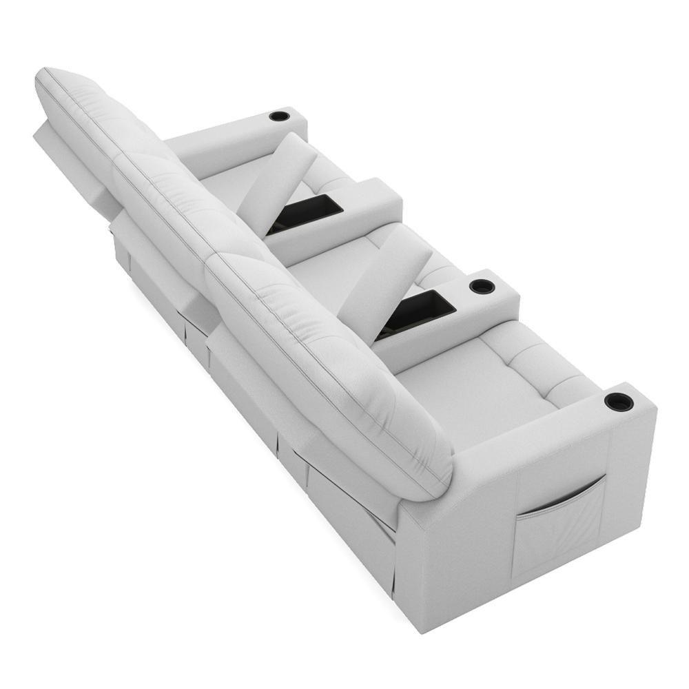 Poltrona Do Papai Reclinável Cinema 3 Lugares Manual Baú Usb Haifa F05 Facto Branco - Lyam Decor - 2