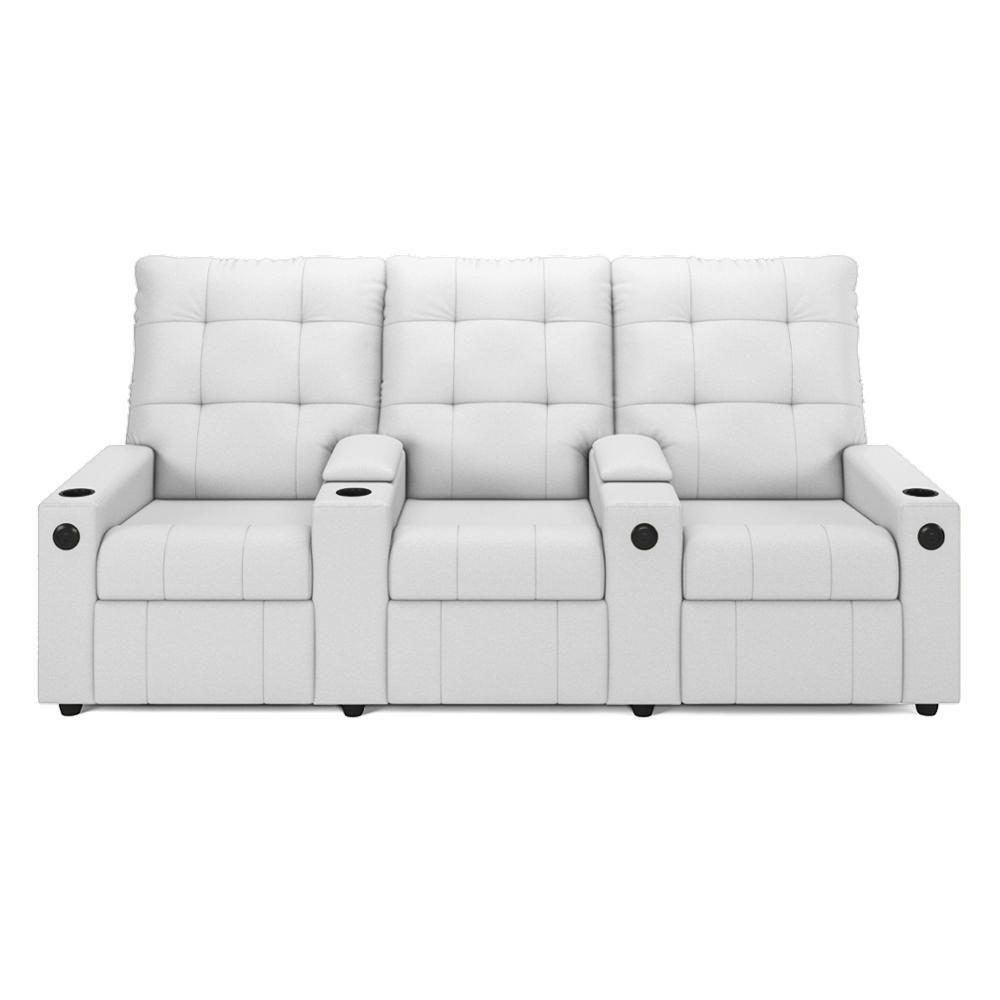 Poltrona Do Papai Reclinável Cinema 3 Lugares Manual Baú Usb Haifa F05 Facto Branco - Lyam Decor - 6