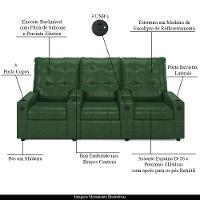 Poltrona Do Papai Reclinável Cinema 3 Lugares Manual Baú Usb Haifa F05 Facto Verde Musgo -lyam Decor - 7