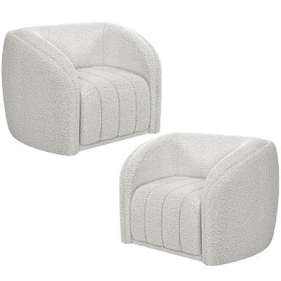Kit 2 Poltronas Decorativa Para Sala Lazio M03 Bouclê Branco - Lyam Decor