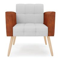 Poltrona Pés Palito Natural Kit 2 Elisa Nozes-linho Cinza A05 D03 - D'rossi - 5