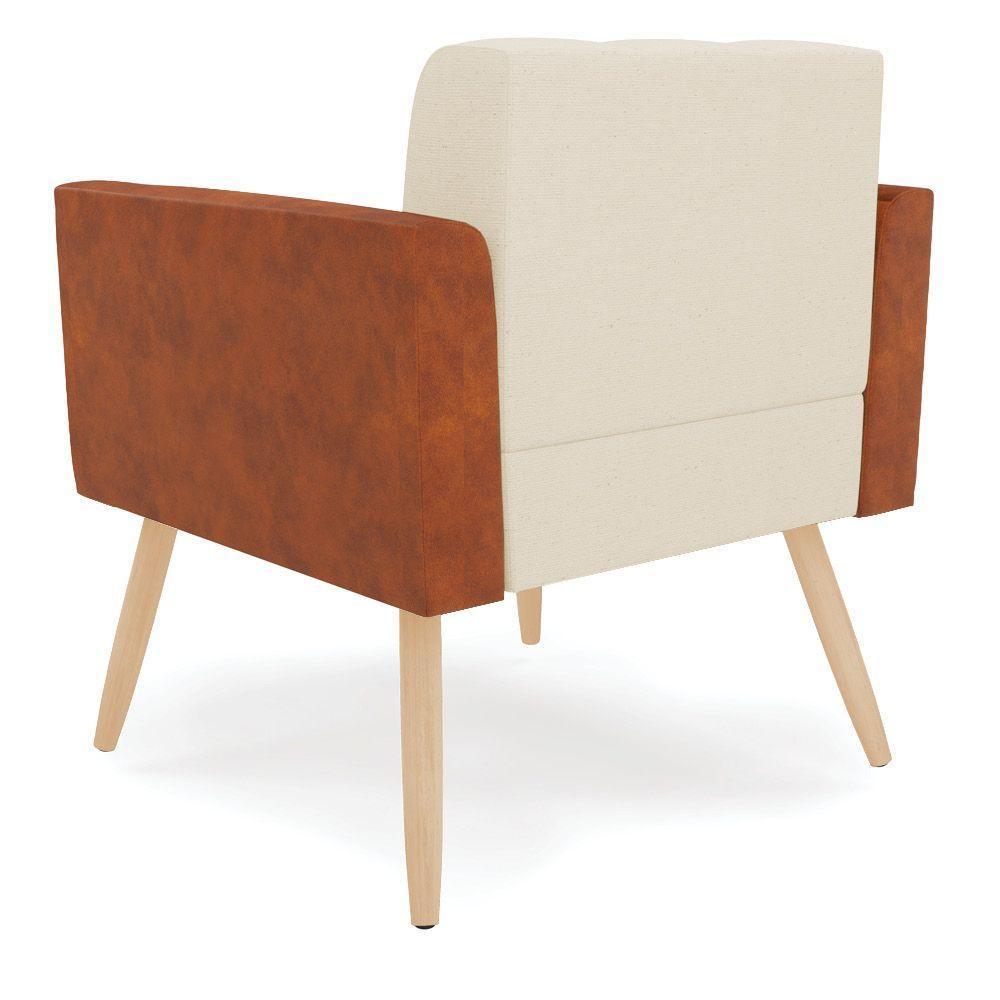 Poltrona Pés Palito Natural Kit 2 Elisa Nozes-linho Bege A19 D03 - D'rossi - 6