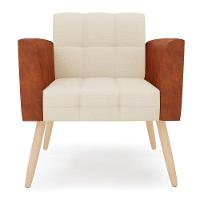 Poltrona Pés Palito Natural Kit 2 Elisa Nozes-linho Bege A19 D03 - D'rossi - 5