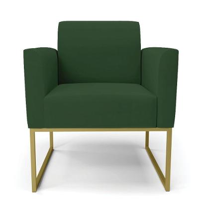 Kit 2 Poltronas Base Industrial Dourado Marisa Veludo Verde D03 - D'rossi