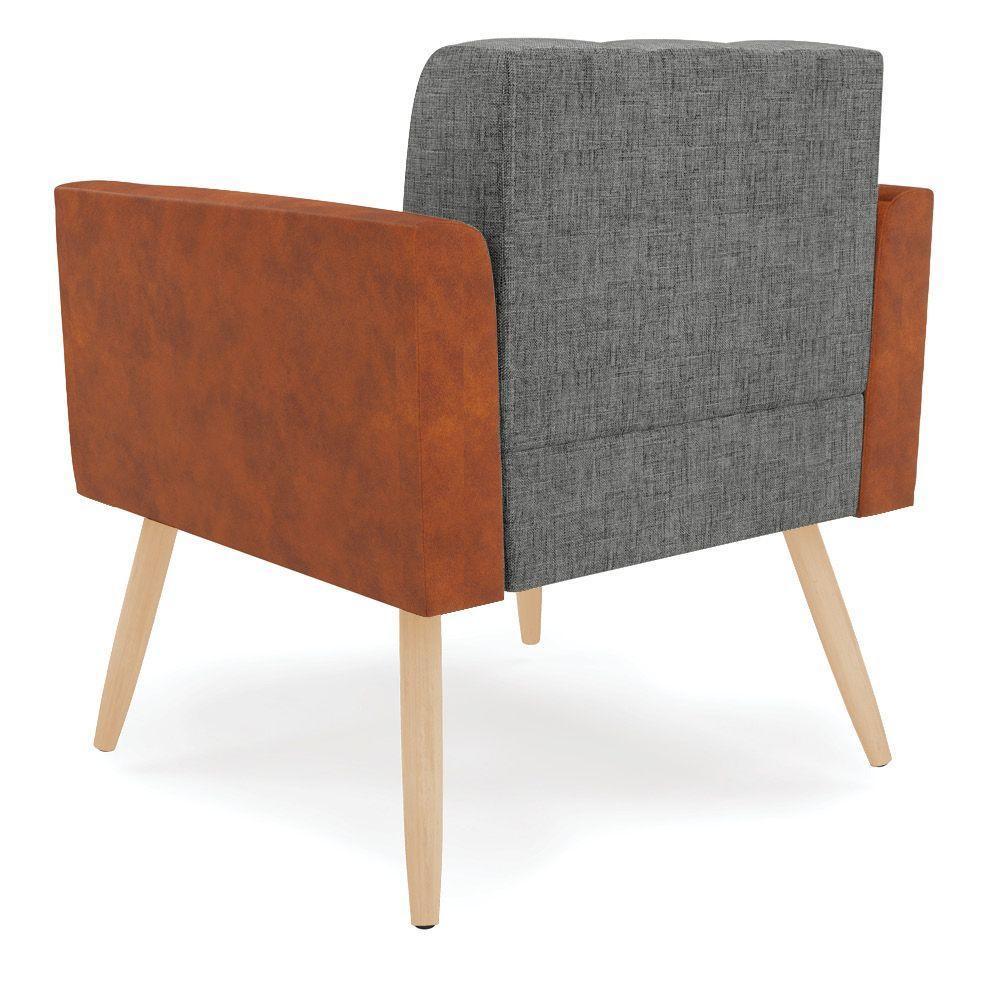 Poltrona Pés Palito Natural Kit 2 Elisa Nozes-linho Grafite A26 D03 - D'rossi - 4