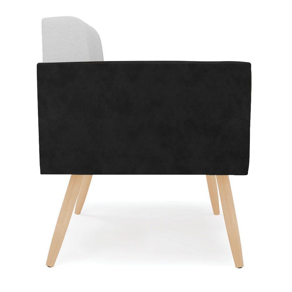 Poltrona Pés Palito Natural Kit 2 Elisa Preto-linho Cinza A05 D03 - D'rossi - 7