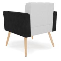 Poltrona Pés Palito Natural Kit 2 Elisa Preto-linho Cinza A05 D03 - D'rossi - 3